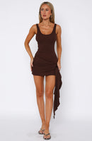Dumping You Ribbed Mini Dress Chocolate