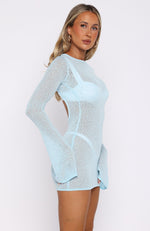 Stand And Stare Long Sleeve Mini Dress Malibu Blue | White Fox Boutique US Stand And Stare Long Sleeve Mini Dress Malibu Blue | White Fox Boutique US
