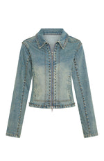 Blake Denim Studded Jacket Brown Blue