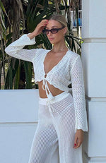 When You Know Long Sleeve Crochet Top White