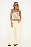 Just Peachy Wide Leg Sweatpants Cream