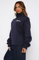 Like No One Else Zip Front Sweater Navy