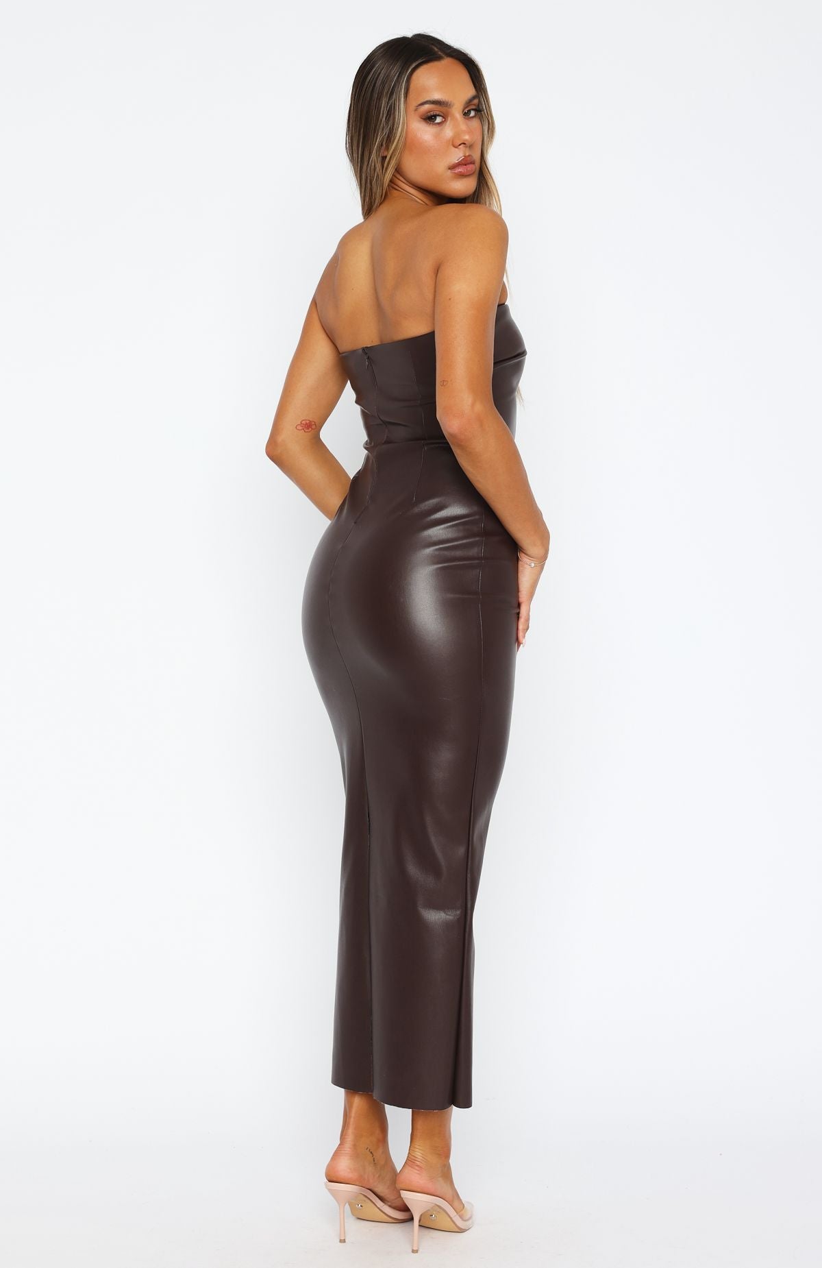 Love Is Gone PU Maxi Dress Chocolate | White Fox Boutique US