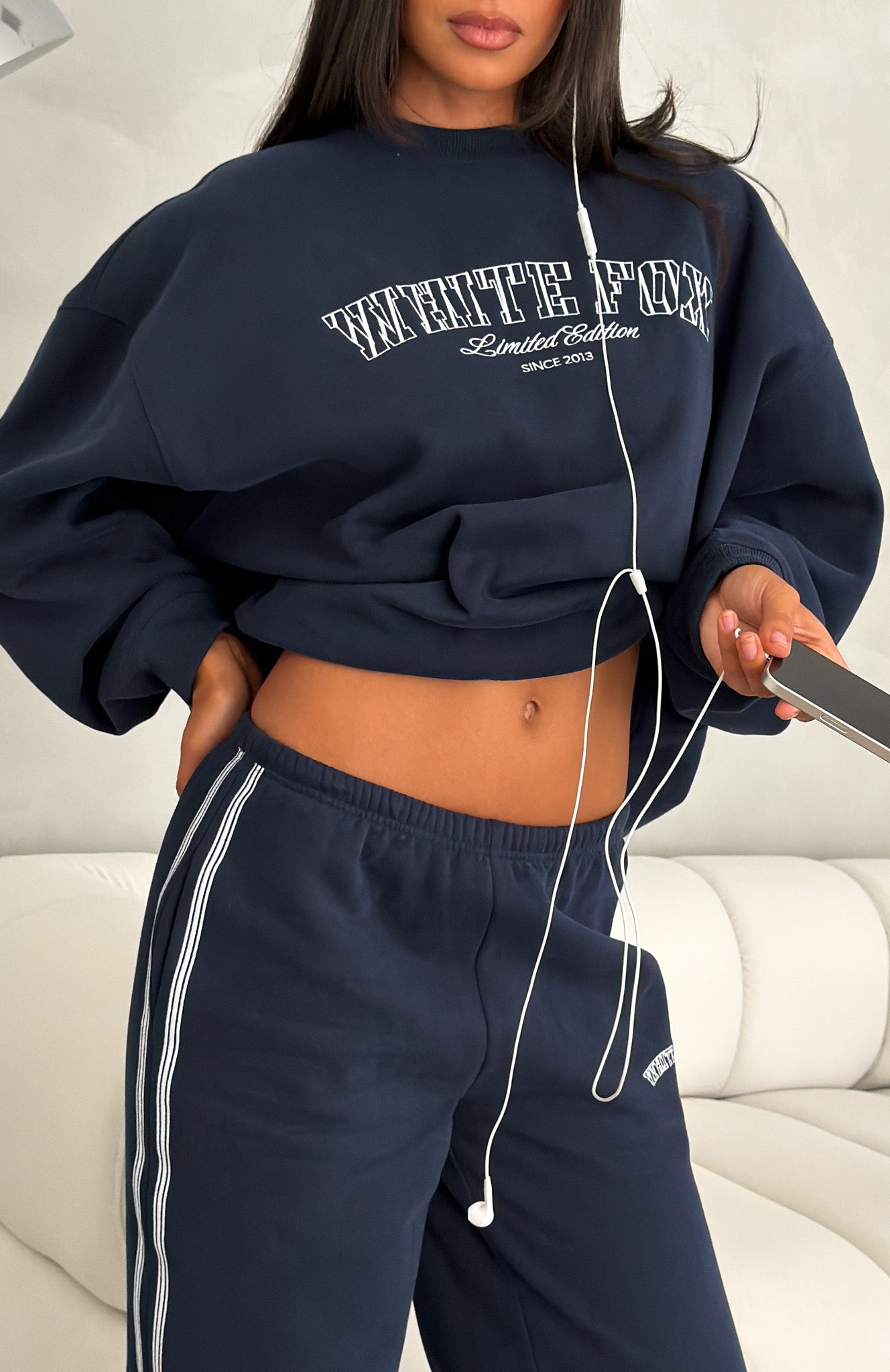 Keep Me Posted Oversized Sweater Navy | White Fox Boutique US