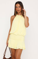 Kept My Promise Halter Mini Dress Lemon