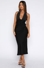 Guess You Miss Me Halter Midi Dress Black/Ivory Dot | White Fox Boutique US Guess You Miss Me Halter Midi Dress Black/Ivory Dot | White Fox Boutique US