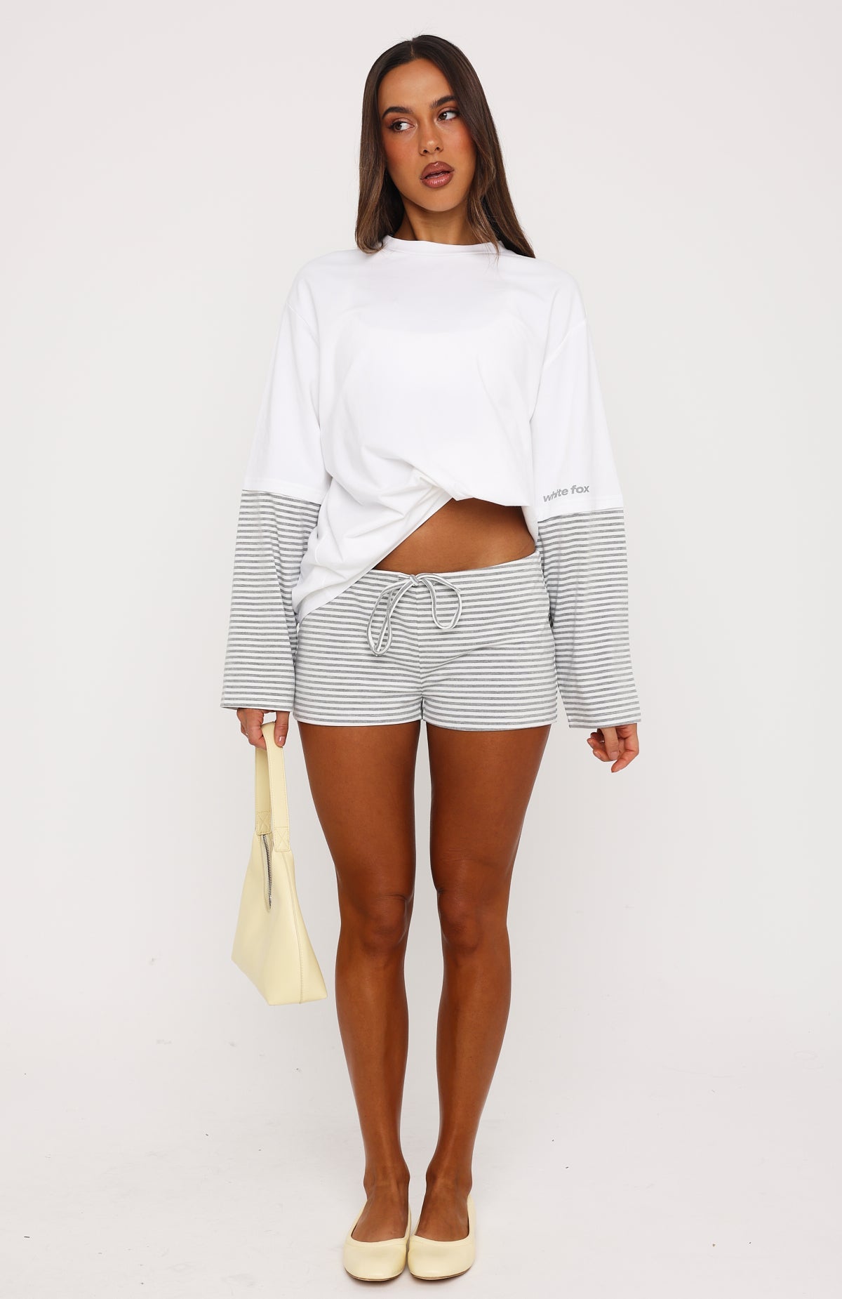 Let's Take Our Time Long Sleeve Layered Tee White | White Fox