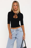 Love Is The Answer 3/4 Sleeve Top Black