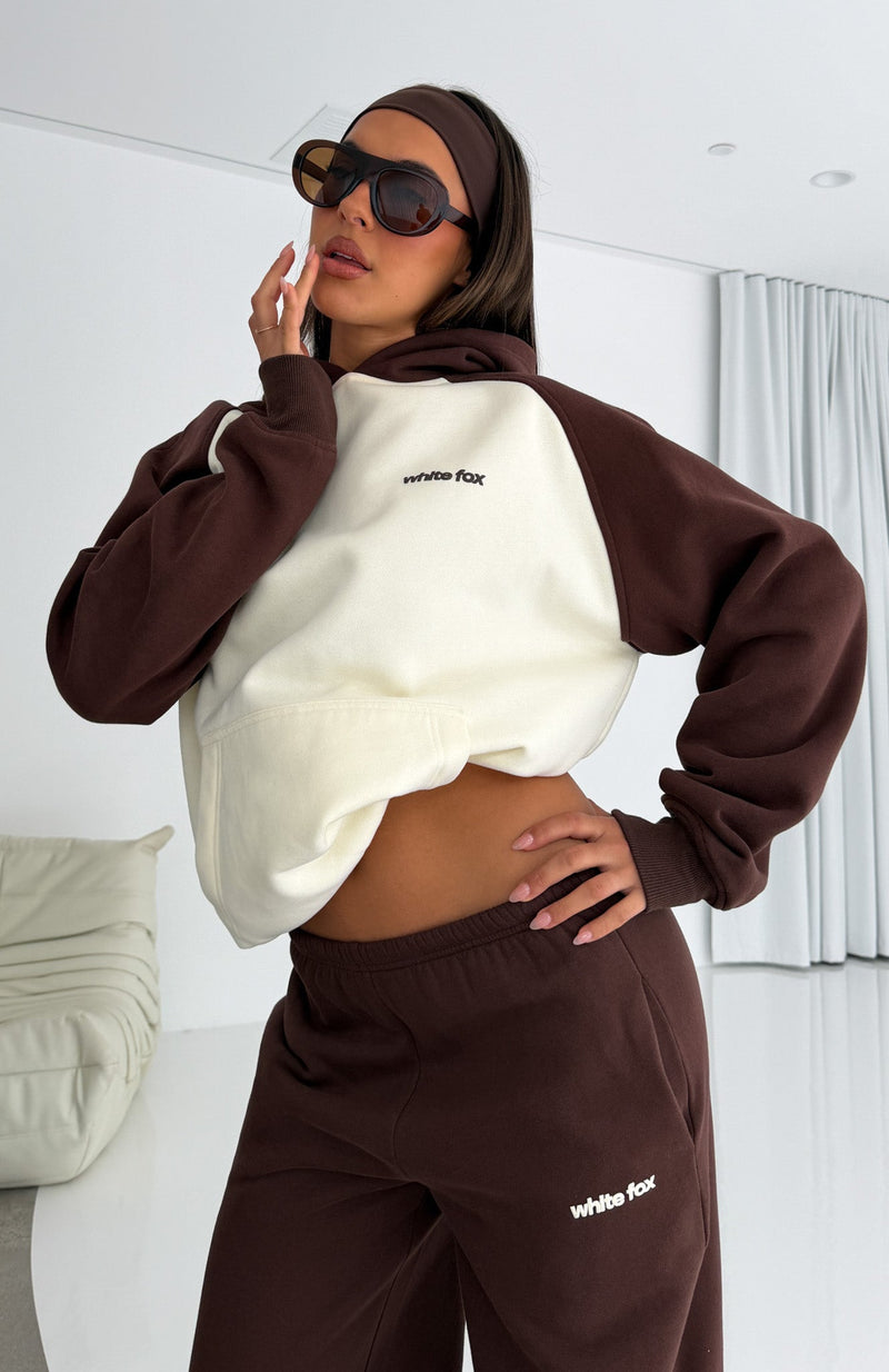 Loving It Here Oversized Hoodie Cream/Chocolate