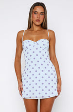 white blue polka dot dress Navy and White Polka-Dot Print Mini Dress Olivia Dress