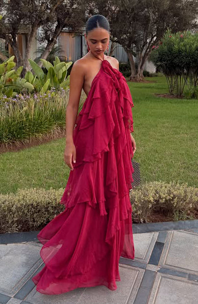 Golden Waves Maxi Dress Fuchsia