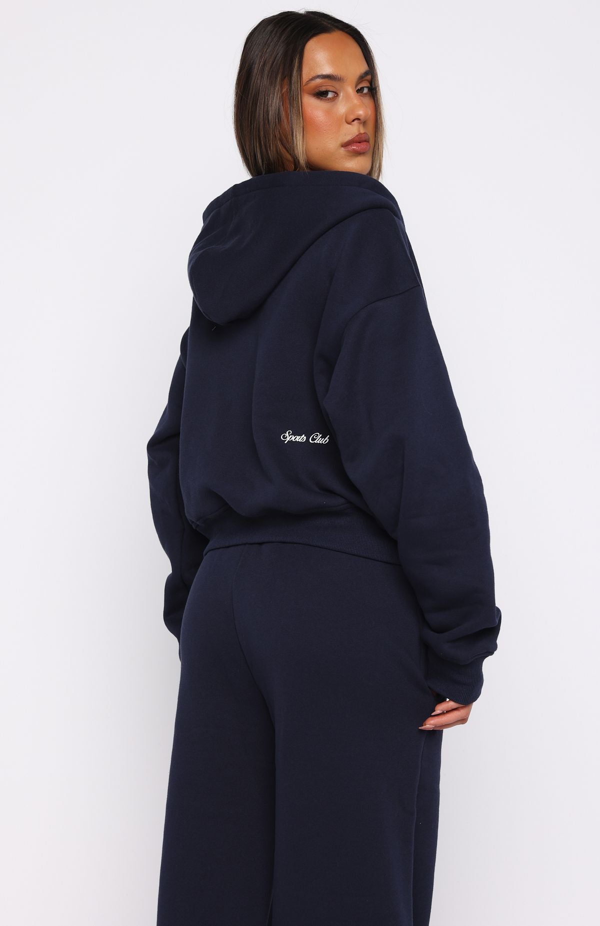 Club 14 Allie Boxy Zip Front Hoodie Navy | White Fox Boutique US