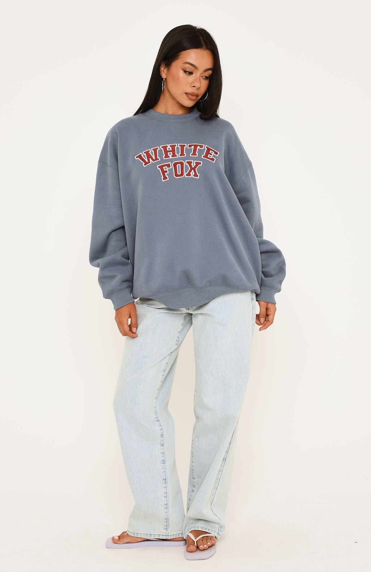 Major Upgrade Oversized Drop Shoulder Sweater Ocean | White Fox