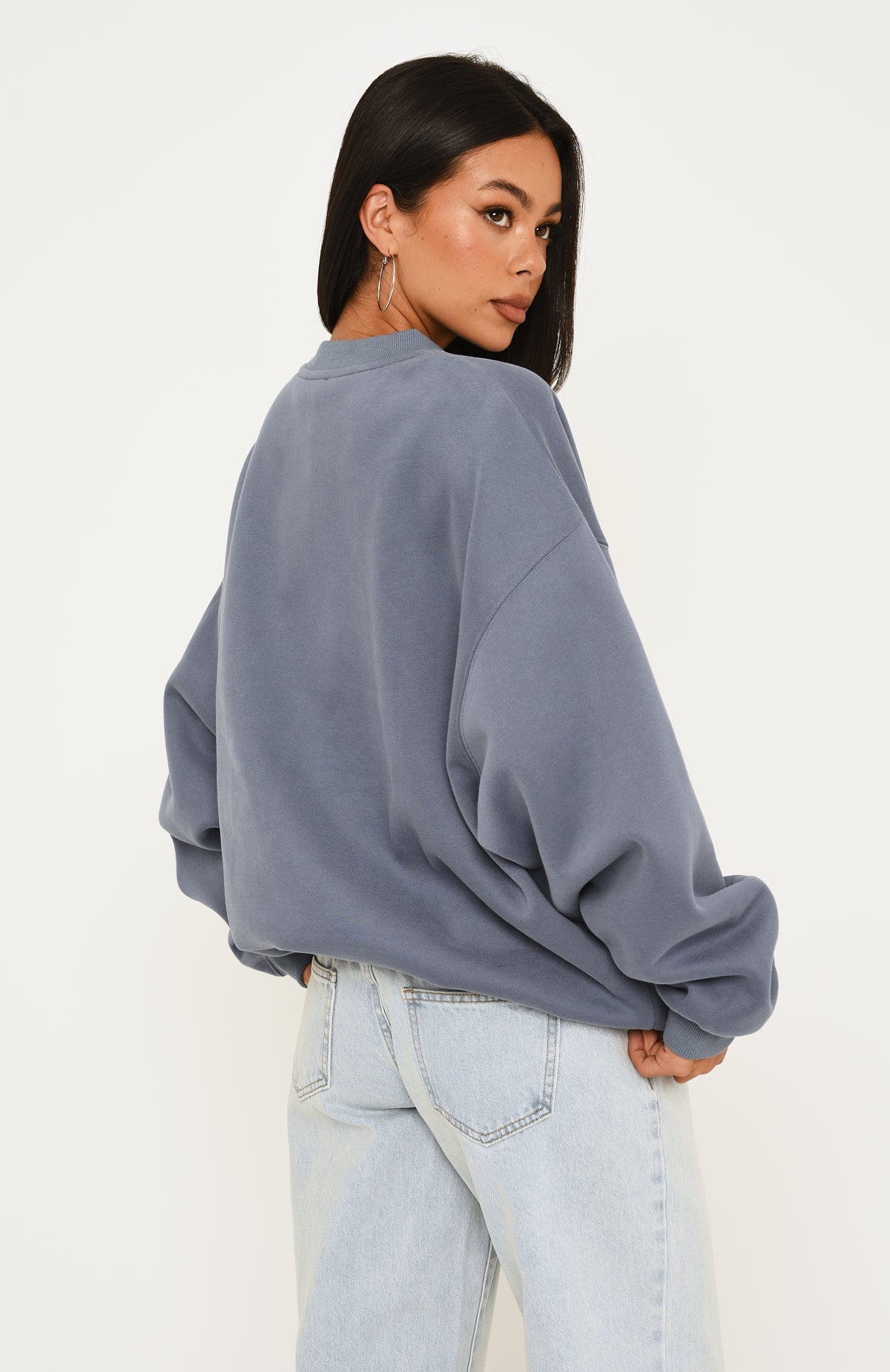 Major Upgrade Oversized Drop Shoulder Sweater Ocean | White Fox