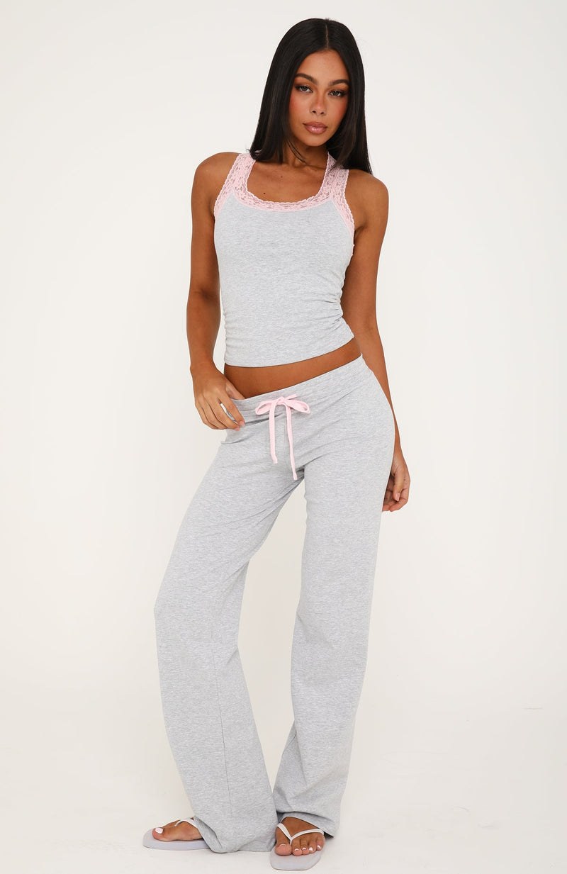 Midnight Sun Low Rise Pants Grey Marle/Baby Pink