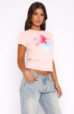 Heart Burst Relaxed Baby Tee Baby Pink