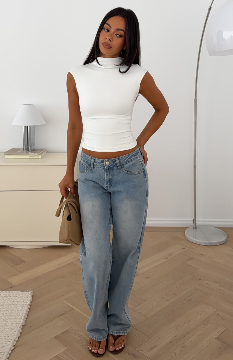 No Apologies Needed High Neck Top White