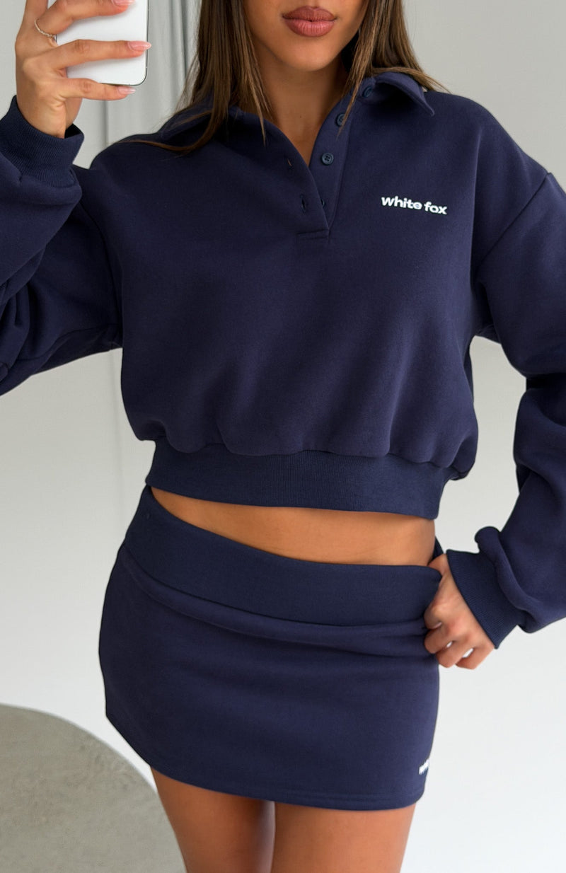 Not Changing Henley Polo Sweater Navy