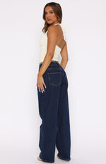 Bring The Style Low Rise Wide Leg Jeans Dark Blue