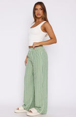 Wondering About You Striped Pants Green