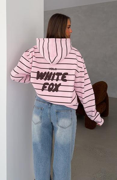 Offstage Striped Oversized Hoodie Posy/Chocolate Stripe | White