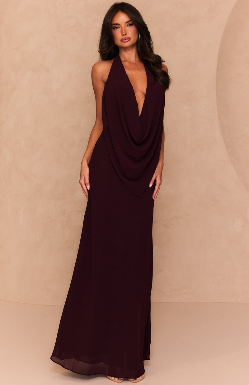 Oh Please Halter Maxi Dress Plum