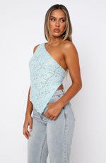 It's A Love Story Lace Top Aqua