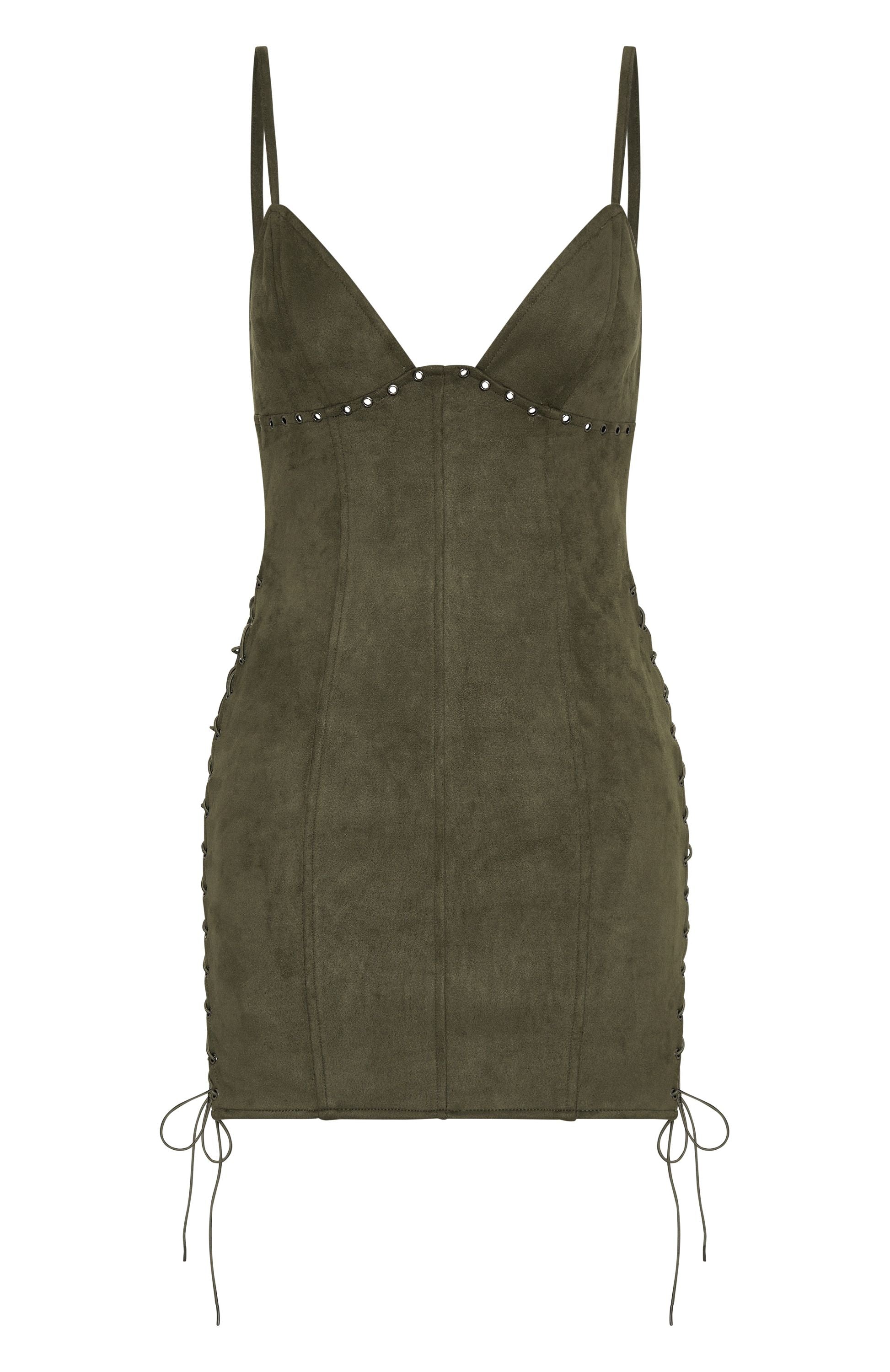 Bratty Faux Suede Mini Dress Cactus Bratty Faux Suede Mini Dress Cactus