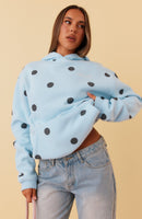 On Cloud Nineteen Angelique Oversized Hoodie Baby Blue Polka Dot