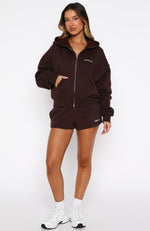 Test Drive Boxy Zip Front Hoodie Chocolate | White Fox Boutique US