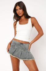 Sweet And Sour Denim Mini Skirt Sand Wash