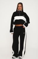 Picture This Fleece Wide Leg Sweatpants Black
