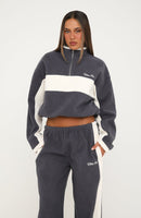 Picture This Fleece Boxy Quarter Zip Sweater Ocean
