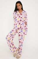 Pillow Talk Printed Long Sleeve Pyjama Set Piece Of Cake