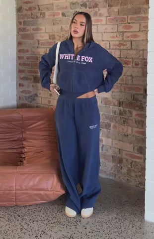 Just For Now Fleece Wide Leg Sweatpants Navy | White Fox Boutique US