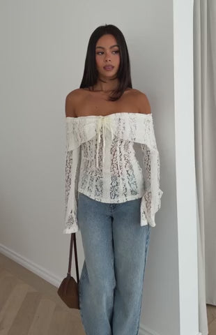 トップス FSL Legacy Drop Lsize Lust Of Love Off Shoulder Lace Top Off White | White Fox Boutique US