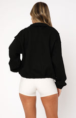 Don't Look Now Zip Front Sweater Black