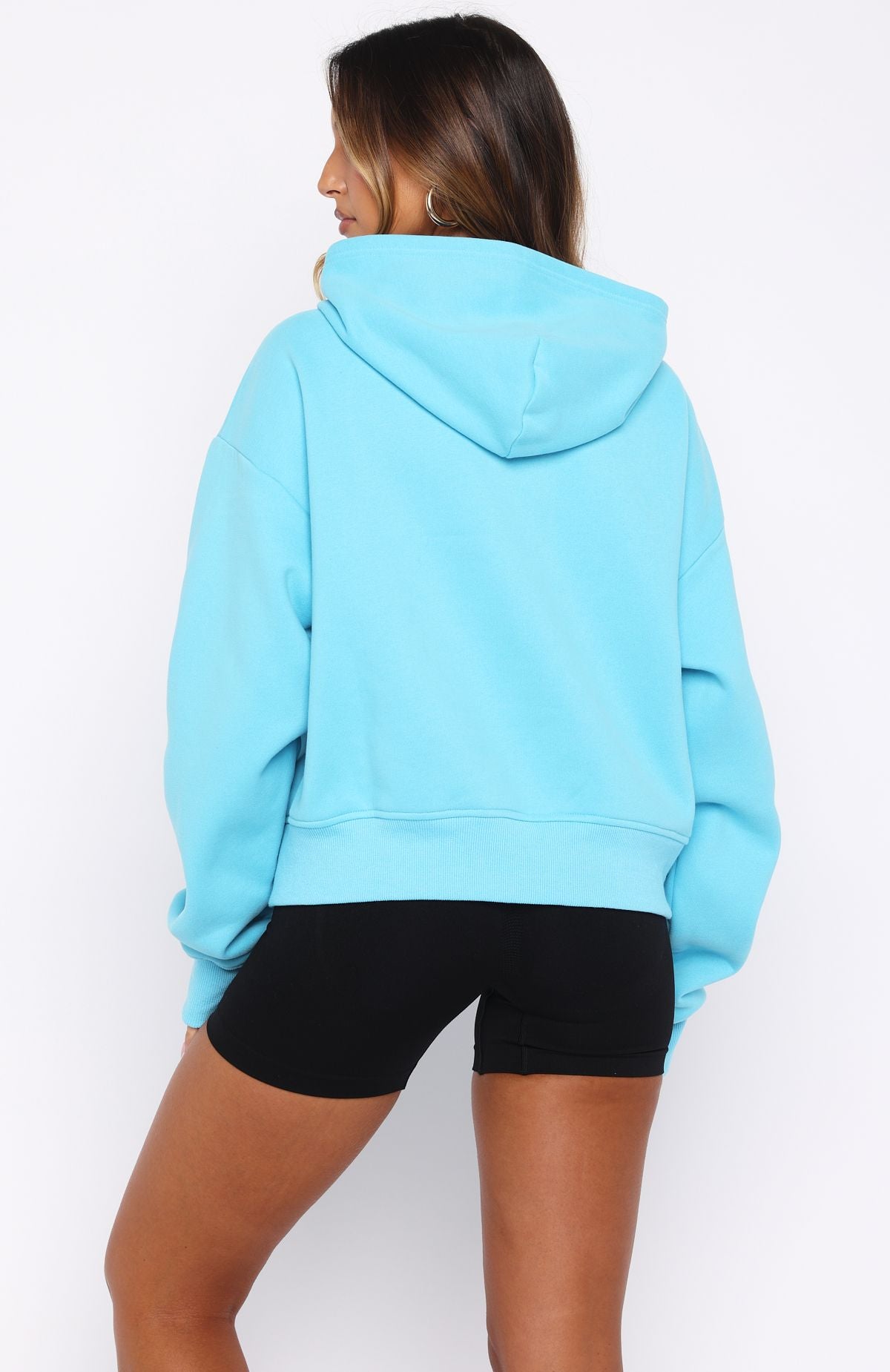 Starting Off Strong Boxy Zip Front Hoodie Azure | White Fox