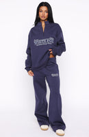 Standing My Ground Wide Leg Sweatpants Navy