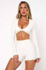 Over The Line Long Sleeve Crop Cream