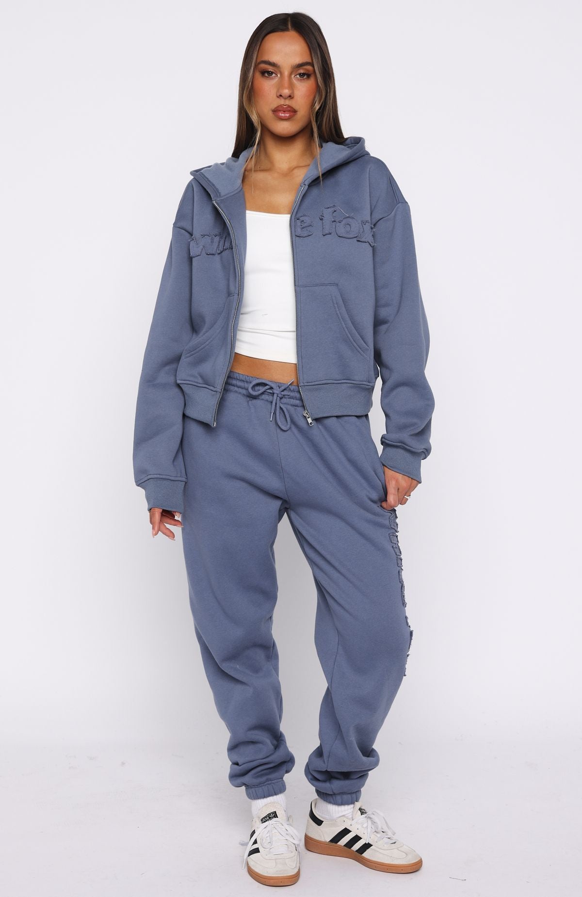 From The Archives Lexi Boxy Zip Front Hoodie Ocean | White Fox