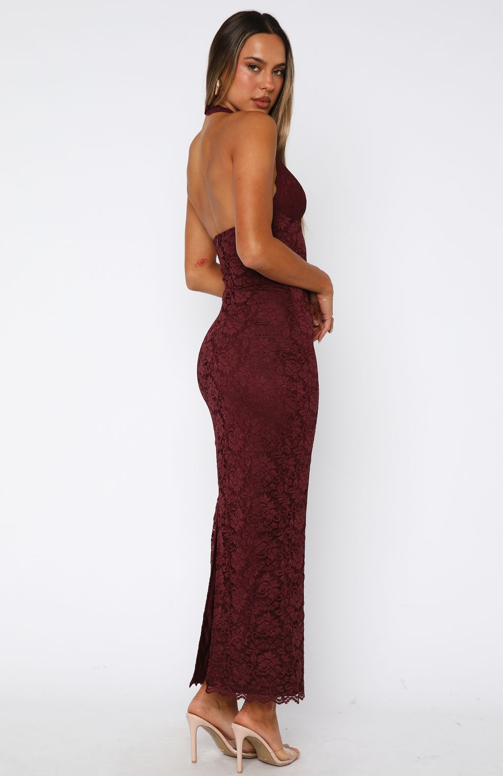 Destiny Lace Maxi Dress Burgundy Destiny Lace Maxi Dress Burgundy