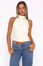 Time Passes Halter Top Pearl