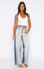 Maya High Rise Wide Leg Jeans Two Tone Blue