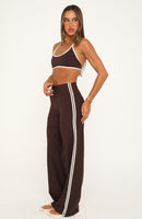 Crunch Mid Rise Wide Leggings Dark Chocolate/Cream