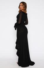 It Takes Time Long Sleeve Mesh Maxi Dress Black