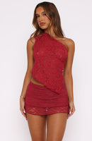 It's A Love Story Lace Mini Skort Berry