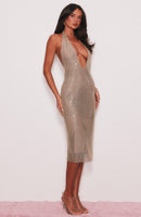 Save Me A Dance Embellished Midi Dress Gold