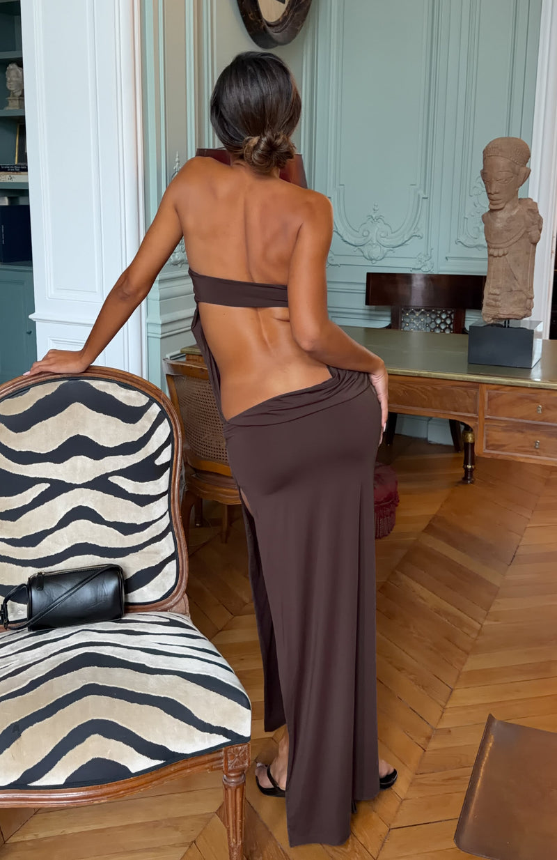 Sweet Talk Me Strapless Maxi Dress Chocolate