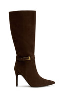 Selin Knee High Boots Chocolate Faux Suede